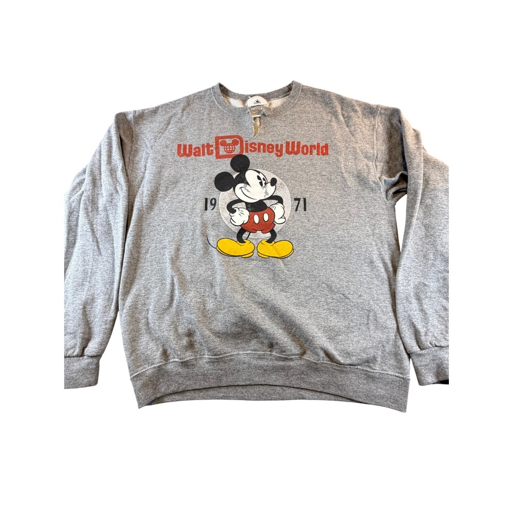 Disney Parks Walt Disney World Mickey Mouse 1971 Gray Sweatshirt Large 1446